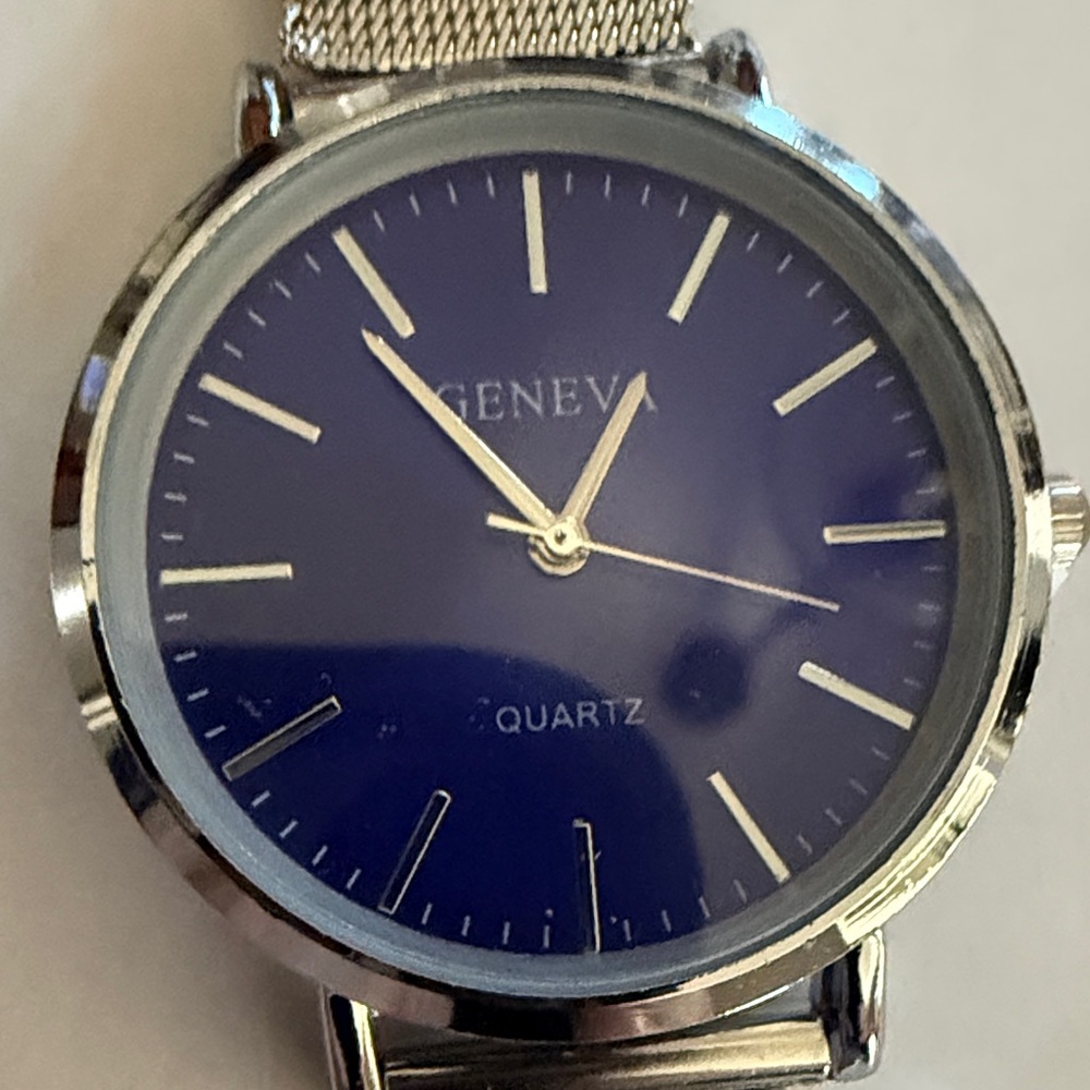 #23 Geneva Women’s Watch with Silver Band and Blue Dial